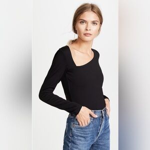 Susana Monaco Laurene Diagonal Neck Top Black Size Large